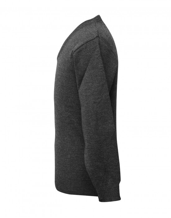 Men pure wool sweater plain heavy dark grey